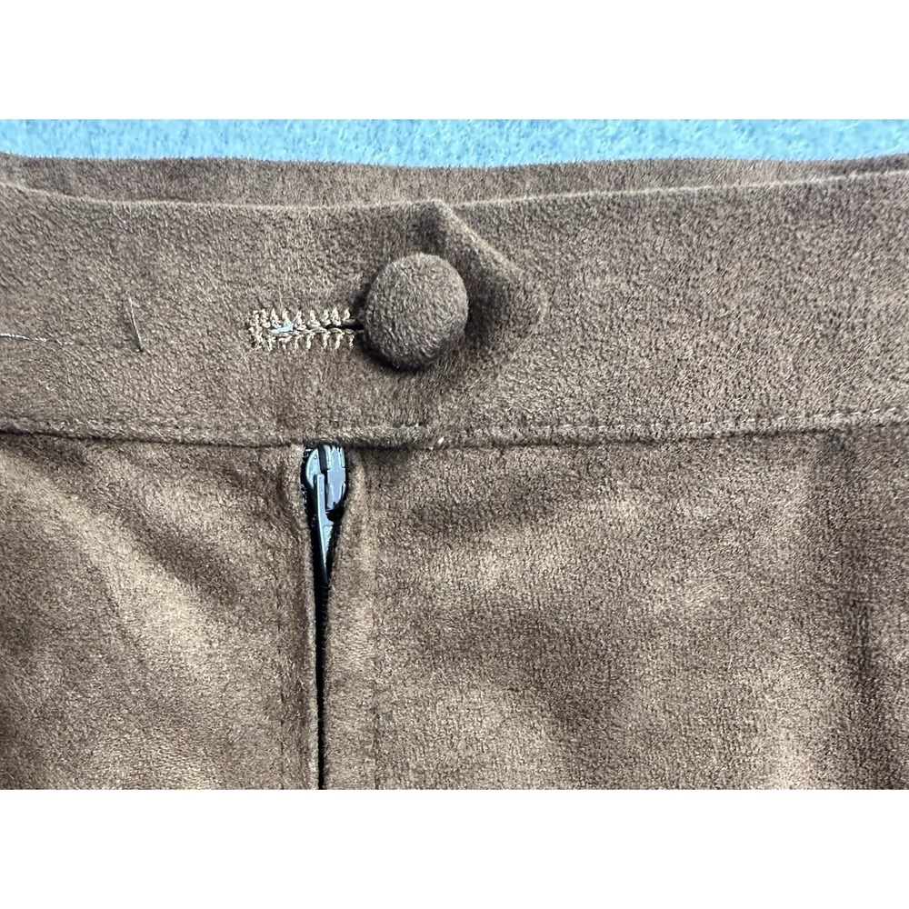 70s Brown Suede Leather Midi Skirt Lined Pockets Slit Western Boho Sz Medium VTG - Picture 8 of 9